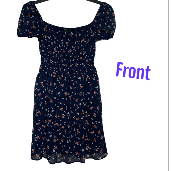 Trixxi Girls Navy Blue Floral Dress Kids Size Large